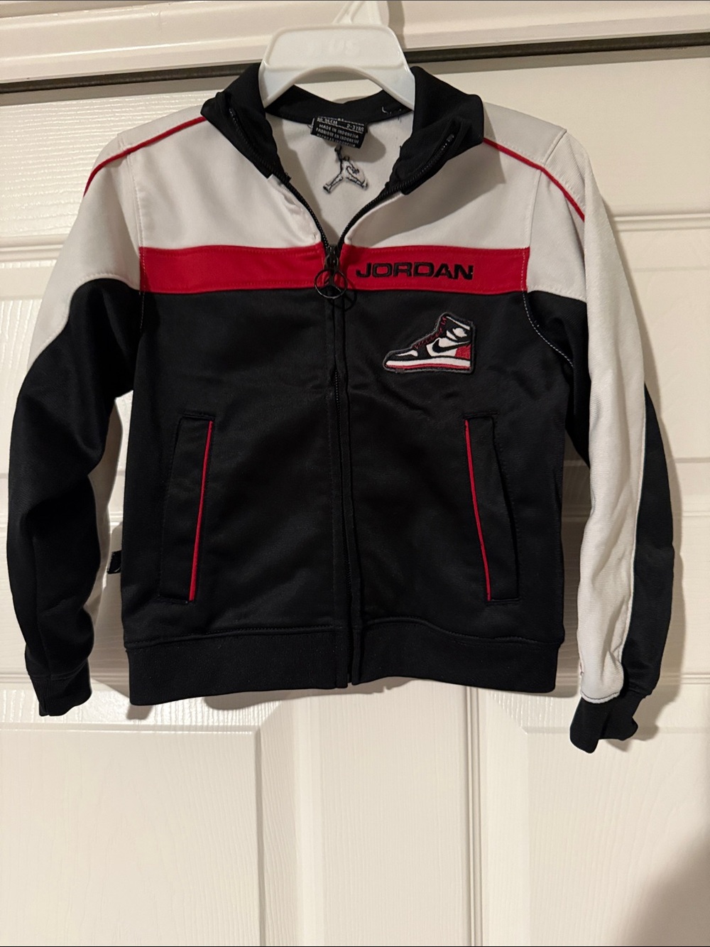 Jordan Toddler Black White Track Jacket with Red Accents